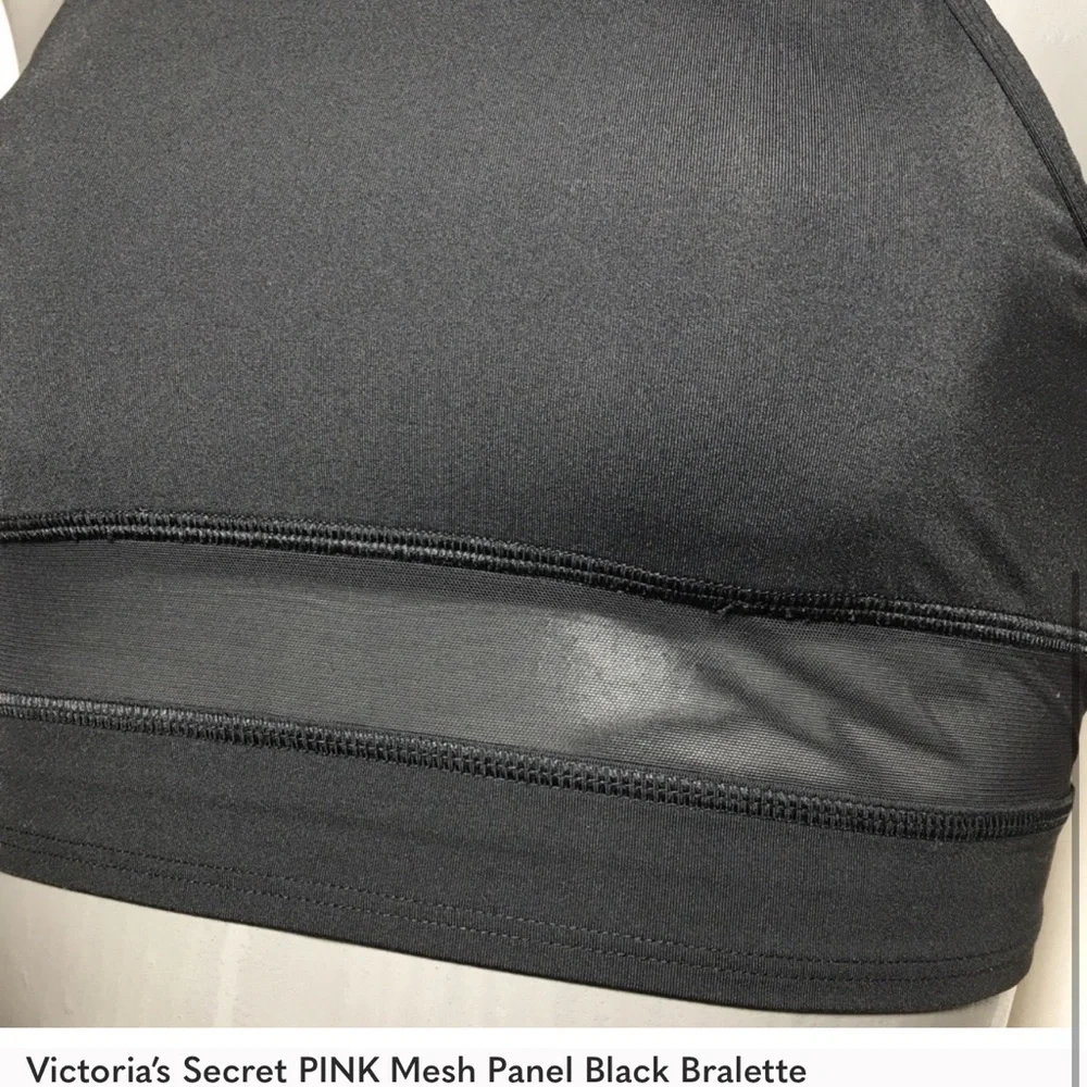 Victoria’s Secret PINK Mesh Panel Black Bralette, Size Small - Picture 4 of 4